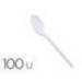 CUCHARA DE PLASTICO COLOR BLANCO REUTILIZABLE PAQUETE DE 100 UNIDADES