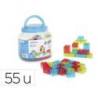 JUEGO DIDACTICO MARCA MINILAND BLOQUES COLORES TRANSLUCIDOS 55 PIEZAS