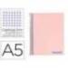 CUADERNO ESPIRAL LIDERPAPEL A5 MICRO WONDER TAPA PLASTICO 120H 90G CUADRO 5MM 5 BANDAS 6 TALADROS ROSA