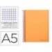 CUADERNO ESPIRAL LIDERPAPEL A5 MICRO WONDER TAPA PLASTICO 120H 90G CUADRO 5MM 5 BANDAS 6 TALADROS NARANJA