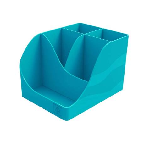 CUBILETE PORTALAPICES MARCA EXACOMPTA WAVE SKANDI PLASTICO RECICLADO COLOR AZUL PACIFICO