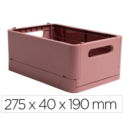 CAJA MULTIUSOS MARCA EXACOMPTA SMART CASE DIN A5+ PLASTICO RECICLADO PLEGABLE COLOR ROSA VIEJO 275X40X190 MM