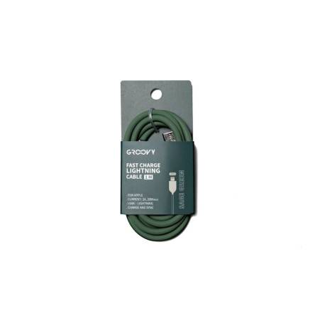 CABLE MARCA GROOVY USB 2.0 TIPO C A TIPO C LONGITUD 1 MT SILICONA COLOR VERDE SALVIA