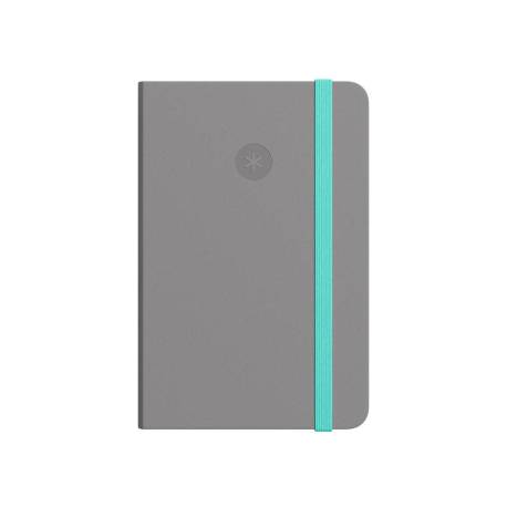 CUADERNO CON GOMILLA ANTARTIK NOTES TAPA BLANDA DIN A5 HOJAS CUADRICULA GRIS Y TURQUESA 80 HOJAS 80 GR FSC