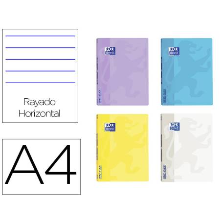 LIBRETA GRAPADA MARCA OXFORD OPENFLEX TAPA PLASTICO DIN A4 48 HOJAS HORIZONTAL COLORES PASTEL SURTIDOS
