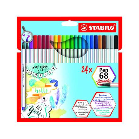 ROTULADOR MARCA STABILO ACUARELABLE PEN 68 BRUSH PUNTA PINCEL ESTUCHE DE 24 UNIDADES COLORES SURTIDOS