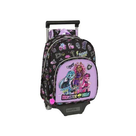 MOCHILA ESCOLAR CON CARRO SAFTA MONSTER HIGH CREEP 340X280X100 MM POLIESTER