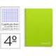 Cuaderno espiral Liderpapel Witty Tamaño cuarto Tapa dura Cuadricula 4 mm 75 g/m2 Con margen en color Verde