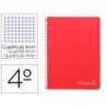 CUADERNO ESPIRAL LIDERPAPEL CUARTO WITTY CUADRICULA ROJO 80 HOJAS