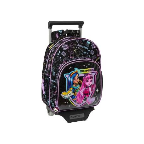 MOCHILA ESCOLAR SAFTA CON CARRO MONSTER HIGH FANTASTIC 100X280X340 MM POLIESTER