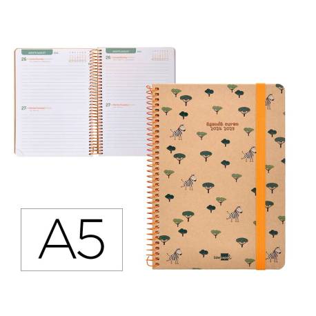 AGENDA ESCOLAR LIDERPAPEL AÑO 24 - 25 CLASSIC ZEBRA 2 DÍAS PÁGINA A5 PAPEL FSC BANDA ELASTICA