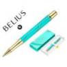 ROLLER BELIUS AQUA ALUMINIO TURQUESA Y DORADO TINTA NEGRA CAJA DE DISEÑO