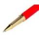 BOLIGRAFO MARCA BELIUS PASSION DOR ALUMINIO TEXTURA CEPILLADA COLOR ROJO Y DORADO TINTA AZUL CAJA DE DISEÑO PUNTA 0.8MM
