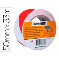 CINTA ADHESIVA MARCA TARIFOLD SEGURIDAD PARA MARCAJE Y SEÑALIZACION DE SUELO 33 MT X 50 MM COLOR BLANCO/ROJO