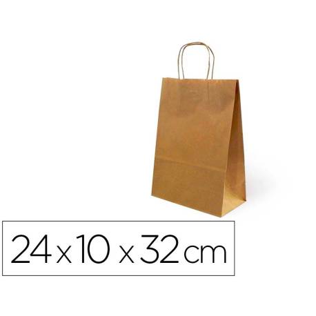 BOLSA KRAFT MARCA BASIKA NATURAL RECICLADO 90 GR ASA RETORCIDA TAMAÑO "S" 240X100X320 MM