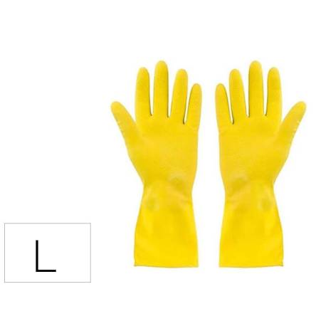 GUANTES DE LATEX SATINADOS CON RELIEVE ANTI DESLIZANTE SIN POLVO PAR TALLA GRANDE AMARILLO