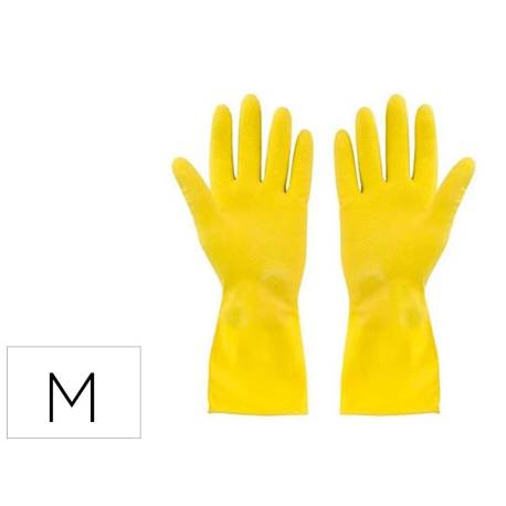 GUANTES DE LATEX SATINADOS CON RELIEVE ANTI DESLIZANTE SIN POLVO PAR TALLA MEDIANA AMARILLO