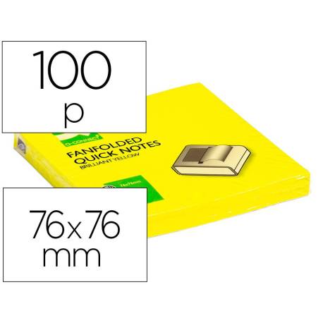 Bloc de notas adhesivas Q-connect 75x75 mm 100 hojas amarillo neon Zig-Zag