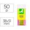Bloc de notas adhesivas quita y pon q-connect 38x51 mm neon pack de 3 unidades con 50 hojas por color