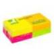 Bloc de notas adhesivas quita y pon q-connect 76x76 mm con 80 hojas fluorescentes pack de 12 surtidas en 4 colores