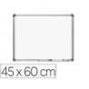 PIZARRA BLANCA MARCA ROCADA LACADA MAGNETICA MARCO ALUMINIO CON CANTONERAS 45X60 CM