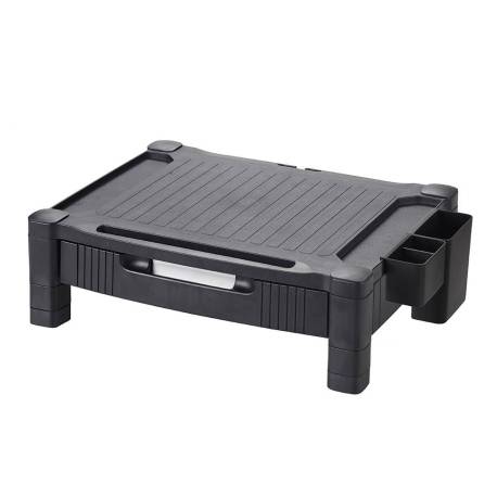 SOPORTE Q-CONNECT PARA MONITOR/IMPRESORA CON CAJON Y AJUSTABLE A DOS ALTURAS 10,3CM A 13,3CM NEGRO