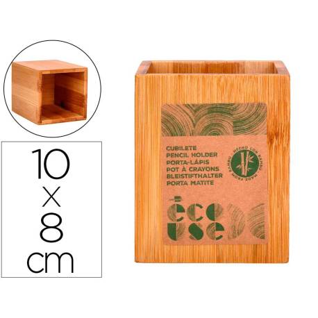 CUBILETE PORTALAPICES MARCA LIDERPAPEL ECOUSE BAMBU 8X8X10 CM