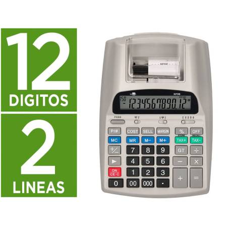 CALCULADORA LIDERPAPEL IMPRESORA PANTALLA PAPEL 58 MM 12 DIGITOS IMPRESION BICOLOR 225X158X56 MM