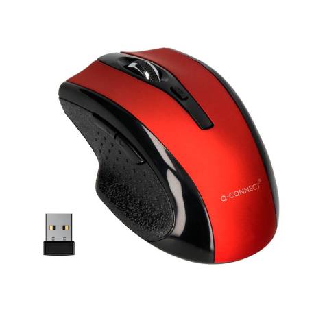 RATON Q-CONNECT OPTICO INALAMBRICO 1000 DPI RECEPTOR USB 2,4 GHZ COLOR ROJO