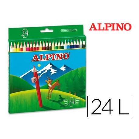 Lapices de Colores Alpino Hexagonales Caja de 24 lapices largos