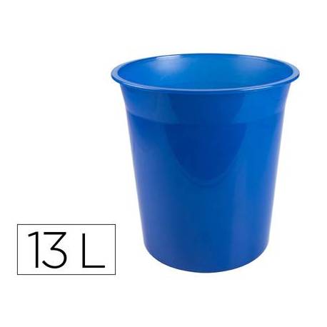 PAPELERA PLASTICO Q-CONNECT AZUL TRANSLUCIDO 13 LITROS