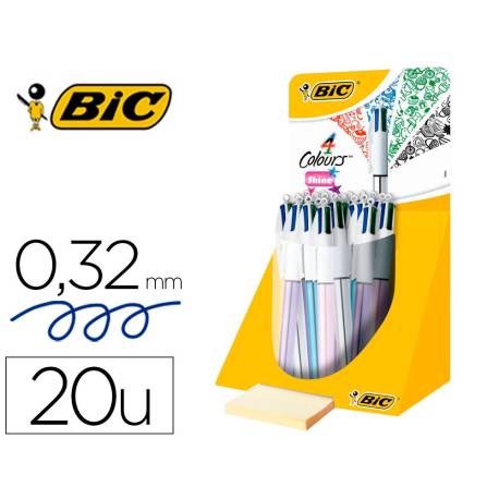 Boligrafo Bic 4 colores Shine 0,4 mm