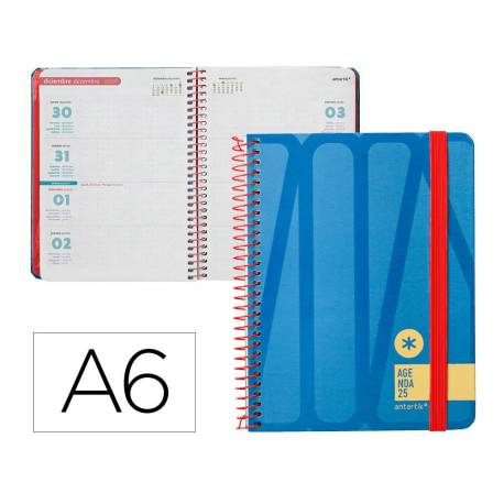 AGENDA ESPIRAL ANTARTIK BOLD DIN A6 SEMANA VISTA AZUL PAPEL 80 GR