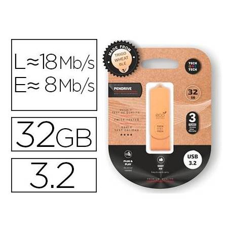 MEMORIA USB MARCA TECH ONE TECH ECOTECH BIODEGRADABLE 32 GB USB 3.2