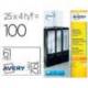 Etiqueta adhesiva Avery 31x192 mm Blanco Caja 100 unidades