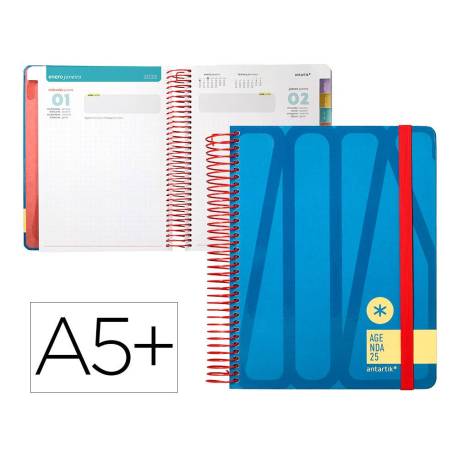 AGENDA ESPIRAL ANTARTIK BOLD DIN A5+ 2025 DIA PAGINA COLOR AZULPAPEL 80 GR