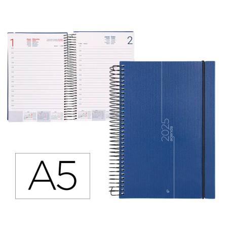 AGENDA ESPIRAL LIDERPAPEL OLBIA A5 2025 DIA PAGINA AZUL PAPEL 60 GR