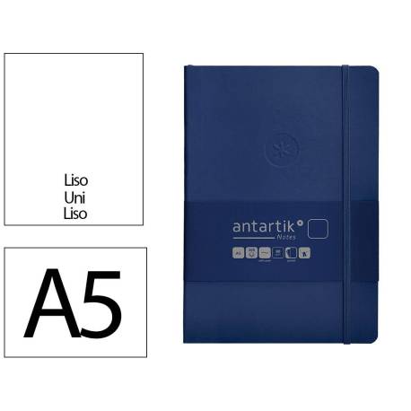 CUADERNO CON GOMILLA ANTARTIK NOTES TAPA BLANDA DIN A5 HOJAS LISAS AZUL MARINO 80 HOJAS 80 GR FSC