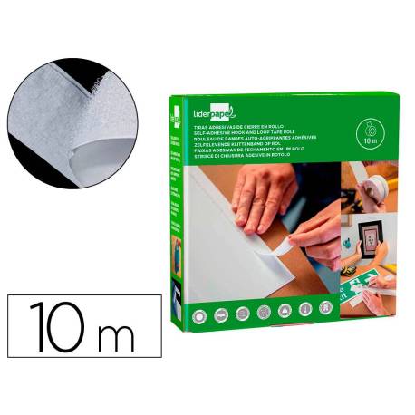 CINTA DE CIERRE ADHESIVA MARCA LIDERPAPEL VELCRO COLOR BLANCO 20MM X 10M