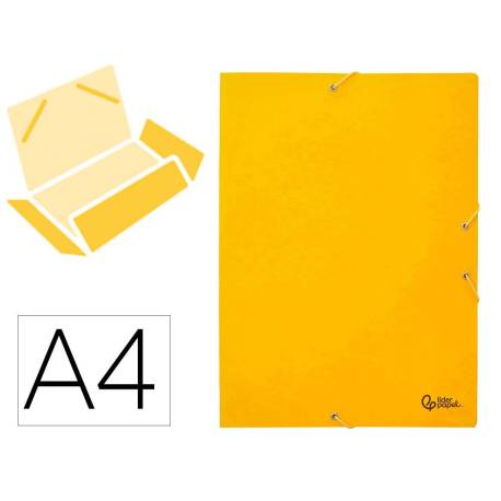 Carpetas de gomas carton simil prespan Liderpapel Folio amarillo