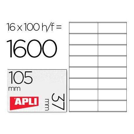 16 Etiquetas Apli Adhesivas por hoja. Caja de 100 hojas