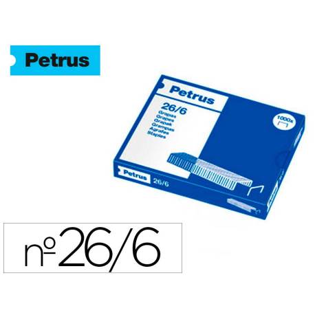 Grapas Petrus nº 26/6 galvanizada. Caja de 1000 unidades.