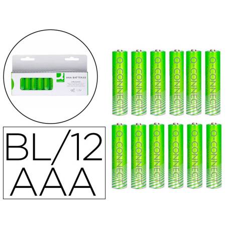 PILA MARCA Q-CONNECT ALCALINA AAA BLISTER CON 12 UNIDADES