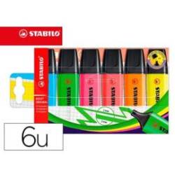 ROTULADOR STABILO BOSS FLUORESCENTE ESTUCHE DE 6 UNIDADES COLORES SURTIDOS