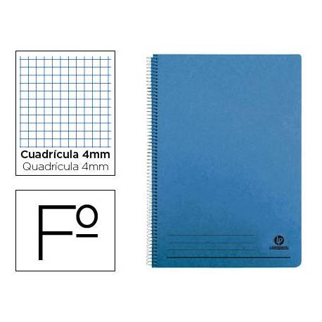 Bloc espiral Liderpapel Folio 100 hojas tapa cartoncillo azul