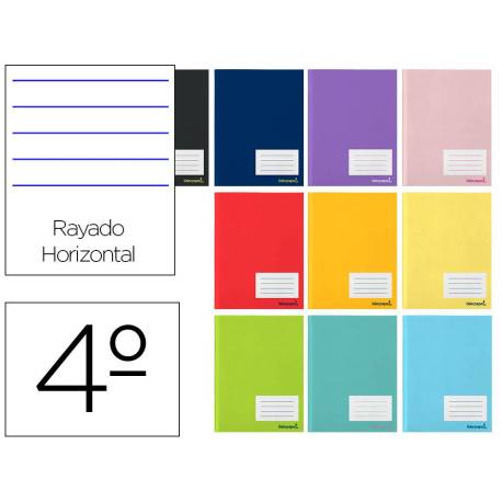 Libreta escolar Liderpapel Smart tamaño A5 con 32 hojas de 60g/m rayado horizontal con margen. Colores surtidos.