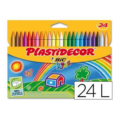 Lapices cera Plastidecor 24 unidades colores surtidos