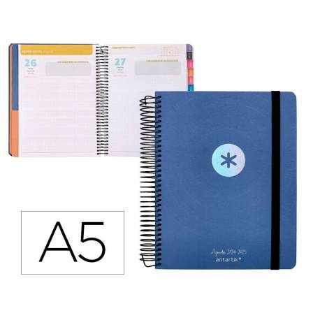 AGENDA ESCOLAR ANTARTIK AÑO 24 - 25 CURSO COLECCIÓN MINIMAL BLUE DÍA PÁGINA DIN A5