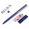 BOLIGRAFO BELIUS ROSE ALUMINIO AZUL ELECTRICO/ORO ROSA TINTA AZUL CAJA DE DISEÑO