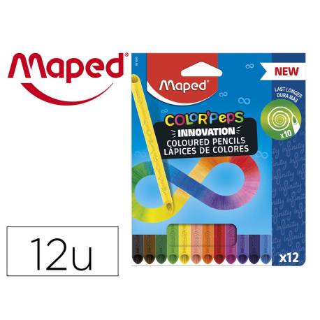 LAPICES DE COLORES MARCA MAPED COLOR PEPS INFINITY CAJA DE 12 COLORES SURTIDOS